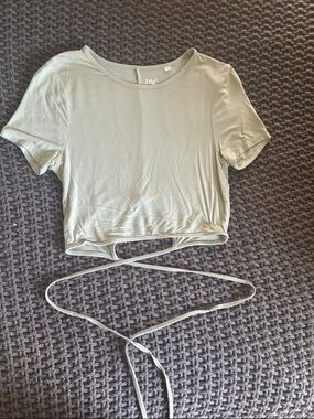 PacSun Sage Green Wrap-Front Crop Top - Women